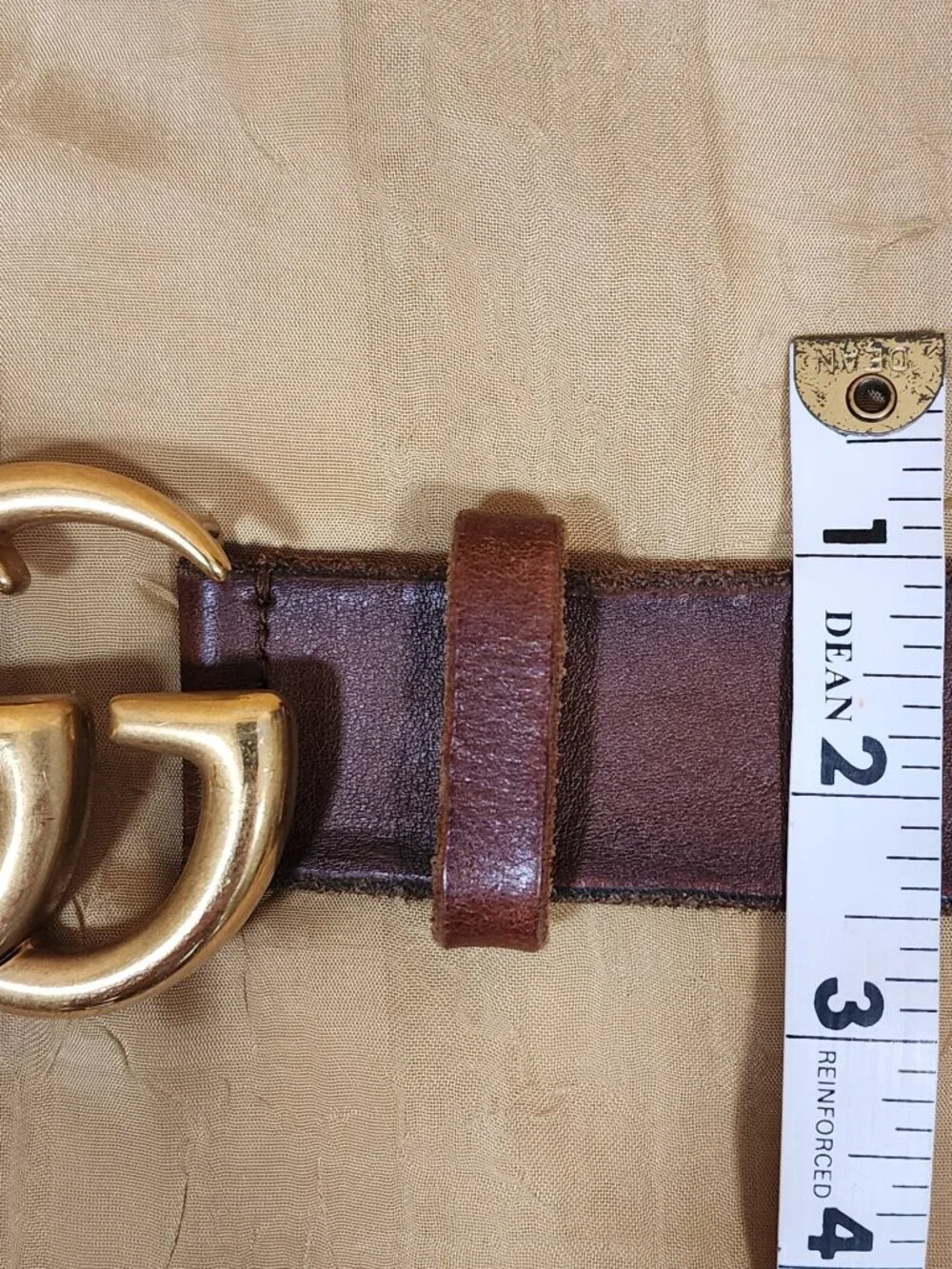 Authentic Gucci GG Marmont Wide Belt Brown Leather Size 80 / 32